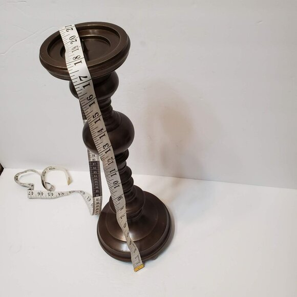 Havertys Bronze Metal Candle Holder, 18" Tall, Elegant Design Classic Pillar - Picture 4 of 5